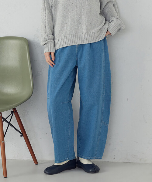 ONIGIRI（オニギリ）の「デニムカービーパンツ / セットアップ対応（デニムパンツ・レディース・サックスブルー/グレー・LARGE/MEDIUM）」の12枚目の写真