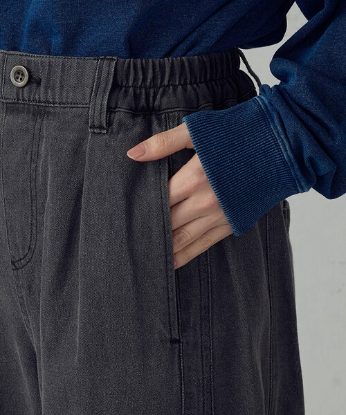 ONIGIRI（オニギリ）の「デニムカービーパンツ / セットアップ対応（デニムパンツ・レディース・サックスブルー/グレー・LARGE/MEDIUM）」の18枚目の写真