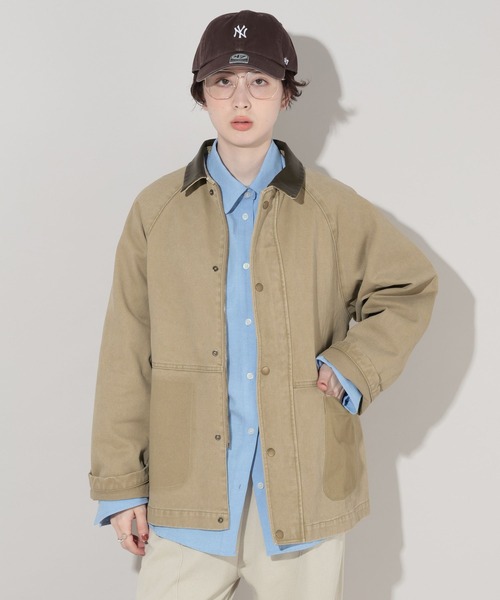 GEORGE'S(ジョージズ)の「レザーカラージャケット(カバーオール・レディース・ベージュ/ブルー・MEDIUM/SMALL)」の12枚目の写真