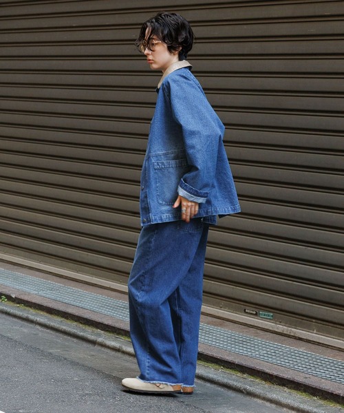 GEORGE'S(ジョージズ)の「レザーカラージャケット(カバーオール・レディース・ベージュ/ブルー・MEDIUM/SMALL)」の15枚目の写真