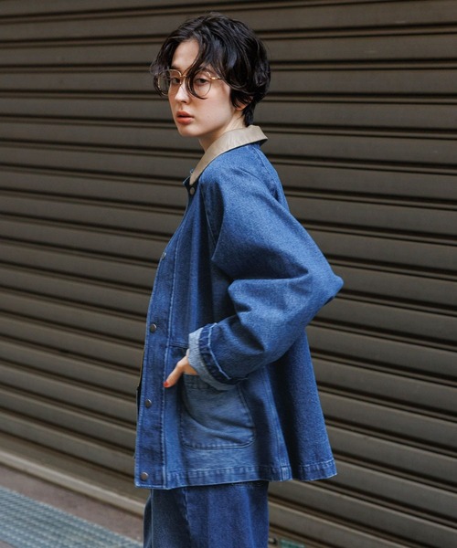 GEORGE'S(ジョージズ)の「レザーカラージャケット(カバーオール・レディース・ベージュ/ブルー・MEDIUM/SMALL)」の22枚目の写真