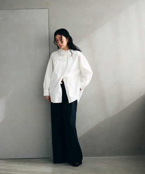 Lutim by u(ルチバイユー)の「フリルカラークラシカルブラウス(シャツ/ブラウス・レディース・ブラック/ホワイト/ブラウン・FREE)」の19枚目の写真