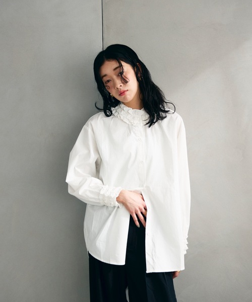 Lutim by u(ルチバイユー)の「フリルカラークラシカルブラウス(シャツ/ブラウス・レディース・ブラック/ホワイト/ブラウン・FREE)」の22枚目の写真