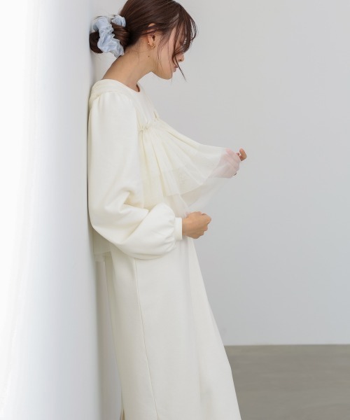 Bab(バブ)の「【選べるサイズ展開】ティアードチュールキャミ+スウェットワンピースSET(ワンピース・レディース・チャコールグレー/アイボリー・S/M)」の5枚目の写真