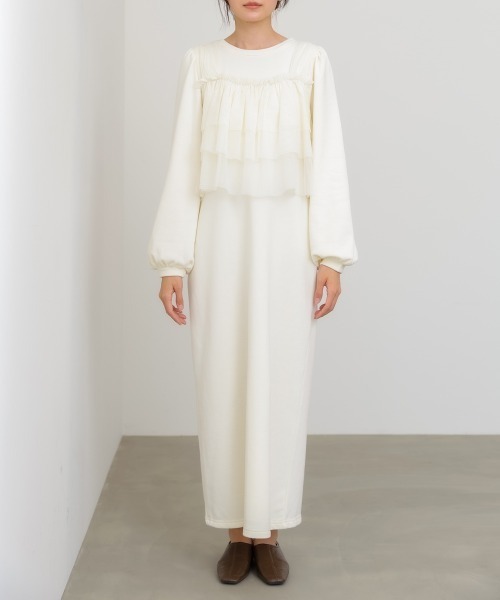 Bab(バブ)の「【選べるサイズ展開】ティアードチュールキャミ+スウェットワンピースSET(ワンピース・レディース・チャコールグレー/アイボリー・S/M)」の20枚目の写真