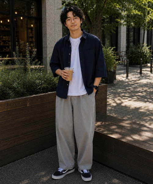 ZIP FIVE（ジップファイブ）の「パナマ レギュラーカラー7分袖シャツ（シャツ/ブラウス・メンズ・ネイビー系/ブルー/ホワイト系/ブラック/ホワイト/ピンク/ネイビー系1/ミント/ベージュ・MEDIUM/LARGE/X-LARGE）」の13枚目の写真