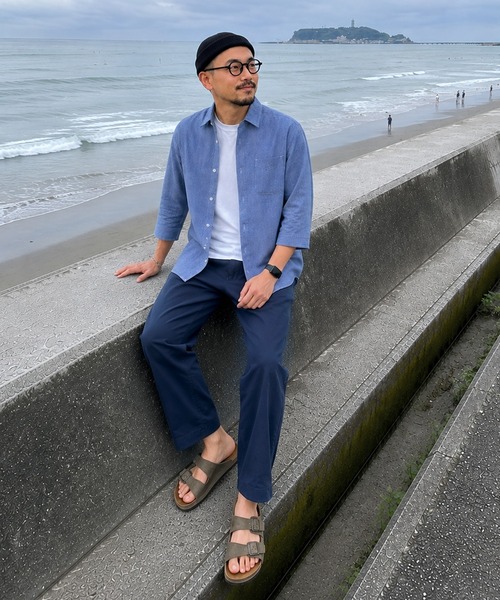 ZIP FIVE（ジップファイブ）の「パナマ レギュラーカラー7分袖シャツ（シャツ/ブラウス・メンズ・ネイビー系/ブルー/ホワイト系/ブラック/ホワイト/ピンク/ネイビー系1/ミント/ベージュ・MEDIUM/LARGE/X-LARGE）」の19枚目の写真