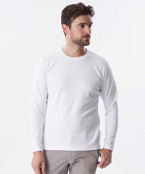 EPOCA UOMO(エポカウォモ)の「トライアングルブリスターロングTシャツ(Tシャツ/カットソー・メンズ・グレー系その他/ブラック/ホワイト・46/48)」の1枚目の写真