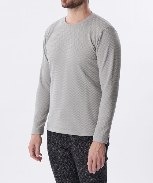 EPOCA UOMO(エポカウォモ)の「トライアングルブリスターロングTシャツ(Tシャツ/カットソー・メンズ・グレー系その他/ブラック/ホワイト・46/48)」の7枚目の写真