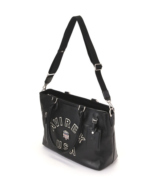 AVIREX(アヴィレックス)の「VARSITY LEATHER 2WAY TOTE BAG / AVX5627(トートバッグ・レディース・ブラック・F)」の6枚目の写真