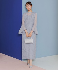 ジャガードジャンパースカート・フリルブラウスセット/結婚式/パーティー/お呼ばれ