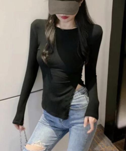 SallyLunn(サリーラン)の「アンバランスフィットトップス(Tシャツ/カットソー・レディース・ホワイト/ブラック・LARGE/MEDIUM)」の12枚目の写真