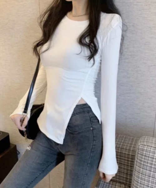 SallyLunn(サリーラン)の「アンバランスフィットトップス(Tシャツ/カットソー・レディース・ホワイト/ブラック・LARGE/MEDIUM)」の7枚目の写真