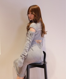 *M DOLLY original* cut nina knit long dress/カットニーナニットロングドレス