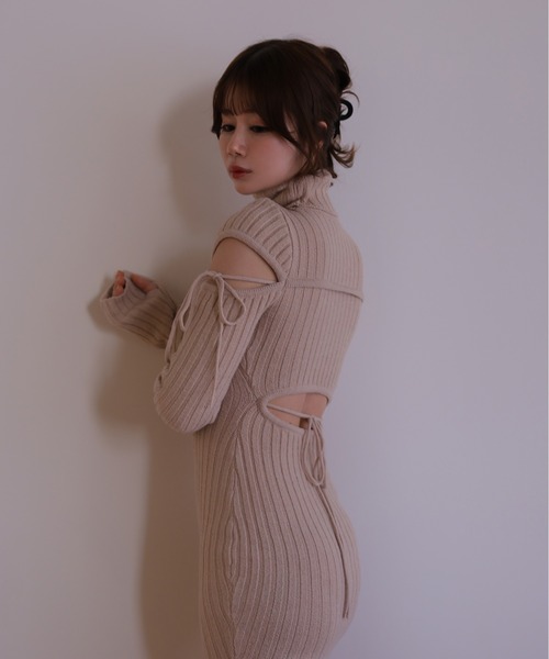 M DOLLY(エムドリー)の「*M DOLLY original* cut nina knit long dress/カットニーナニットロングドレス(ワンピース・レディース・アイボリー/グレー・FREE)」の8枚目の写真