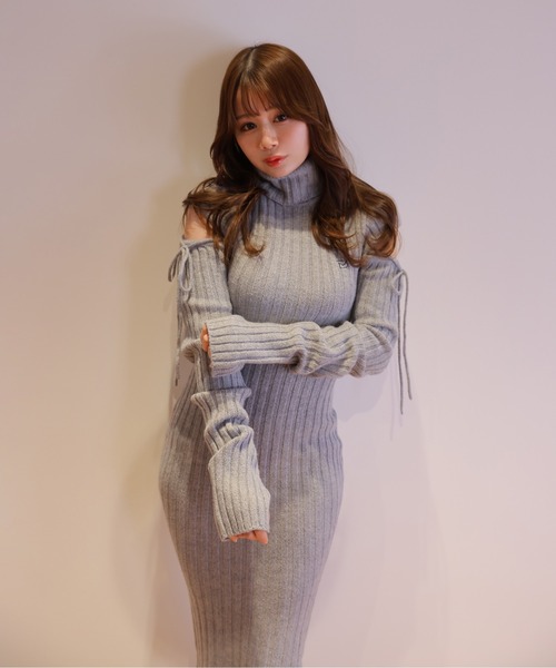 M DOLLY(エムドリー)の「*M DOLLY original* cut nina knit long dress/カットニーナニットロングドレス(ワンピース・レディース・アイボリー/グレー・FREE)」の10枚目の写真