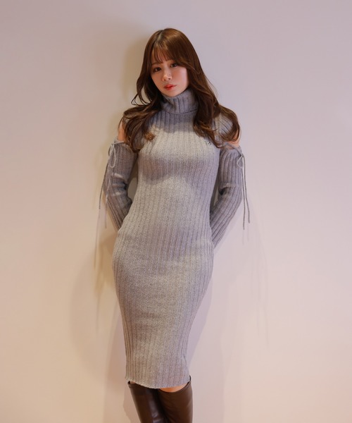 M DOLLY(エムドリー)の「*M DOLLY original* cut nina knit long dress/カットニーナニットロングドレス(ワンピース・レディース・アイボリー/グレー・FREE)」の13枚目の写真