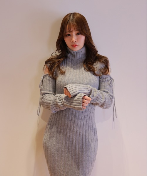M DOLLY(エムドリー)の「*M DOLLY original* cut nina knit long dress/カットニーナニットロングドレス(ワンピース・レディース・アイボリー/グレー・FREE)」の14枚目の写真