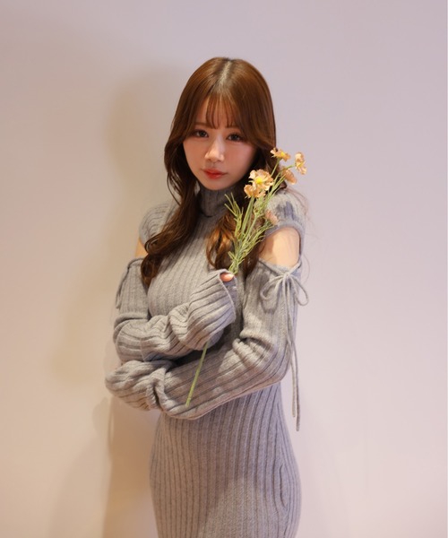 M DOLLY(エムドリー)の「*M DOLLY original* cut nina knit long dress/カットニーナニットロングドレス(ワンピース・レディース・アイボリー/グレー・FREE)」の15枚目の写真