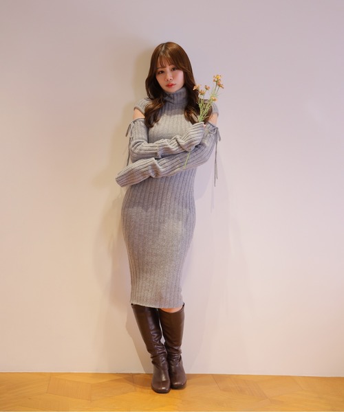 M DOLLY(エムドリー)の「*M DOLLY original* cut nina knit long dress/カットニーナニットロングドレス(ワンピース・レディース・アイボリー/グレー・FREE)」の16枚目の写真