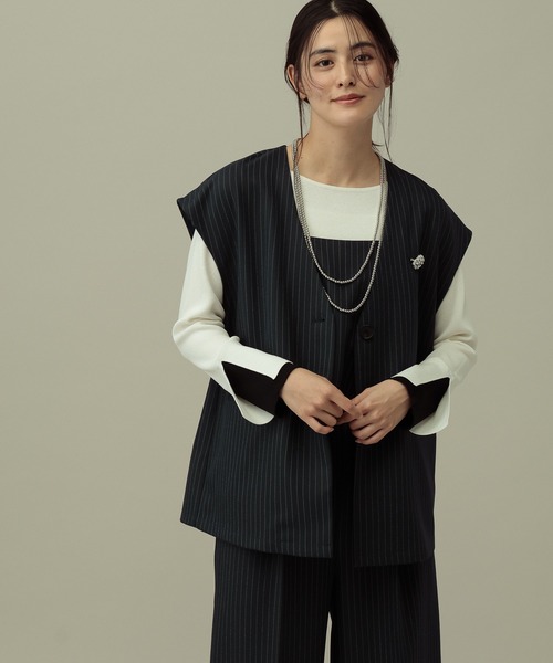 LAKOLE（ラコレ）の「【セレモニー／卒入式にも】＜多機能素材＞パウダリーツイルジレ / 638612（ベスト・レディース・ネイビー系8/チャコールグレー/グレー・FREE）」の9枚目の写真