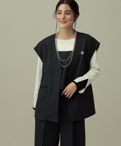 LAKOLE（ラコレ）の「【セレモニー／卒入式にも】＜多機能素材＞パウダリーツイルジレ / 638612（ベスト・レディース・ネイビー系8/チャコールグレー/グレー・FREE）」の10枚目の写真