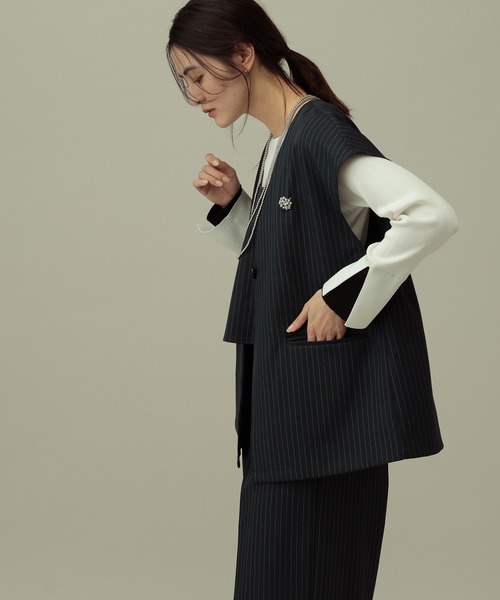 LAKOLE（ラコレ）の「【セレモニー／卒入式にも】＜多機能素材＞パウダリーツイルジレ / 638612（ベスト・レディース・ネイビー系8/チャコールグレー/グレー・FREE）」の11枚目の写真