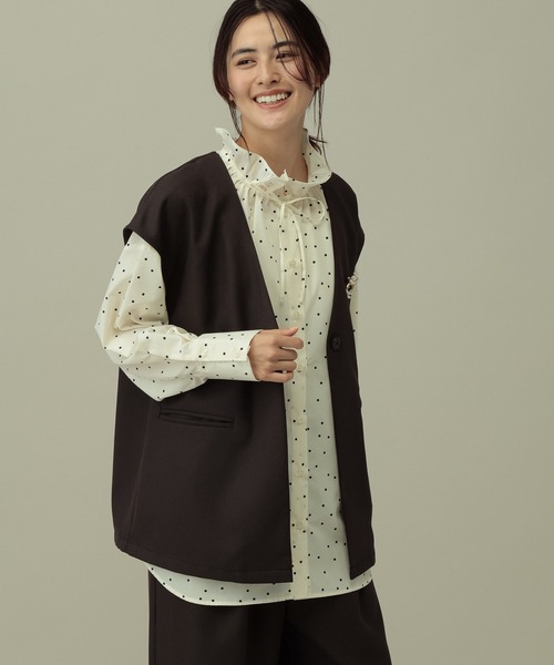 LAKOLE（ラコレ）の「【セレモニー／卒入式にも】＜多機能素材＞パウダリーツイルジレ / 638612（ベスト・レディース・ネイビー系8/チャコールグレー/グレー・FREE）」の6枚目の写真