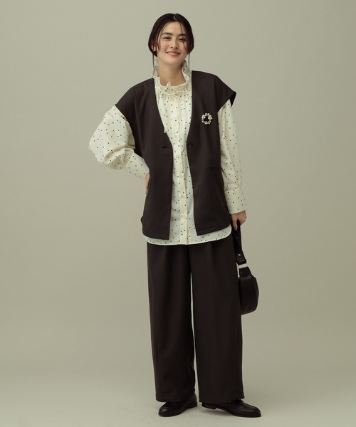 LAKOLE（ラコレ）の「【セレモニー／卒入式にも】＜多機能素材＞パウダリーツイルジレ / 638612（ベスト・レディース・ネイビー系8/チャコールグレー/グレー・FREE）」の5枚目の写真