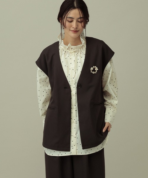 LAKOLE（ラコレ）の「【セレモニー／卒入式にも】＜多機能素材＞パウダリーツイルジレ / 638612（ベスト・レディース・ネイビー系8/チャコールグレー/グレー・FREE）」の7枚目の写真