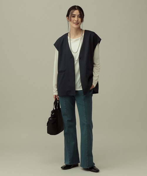 LAKOLE（ラコレ）の「【セレモニー／卒入式にも】＜多機能素材＞パウダリーツイルジレ / 638612（ベスト・レディース・ネイビー系8/チャコールグレー/グレー・FREE）」の16枚目の写真