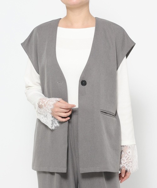 LAKOLE（ラコレ）の「【セレモニー／卒入式にも】＜多機能素材＞パウダリーツイルジレ / 638612（ベスト・レディース・ネイビー系8/チャコールグレー/グレー・FREE）」の21枚目の写真