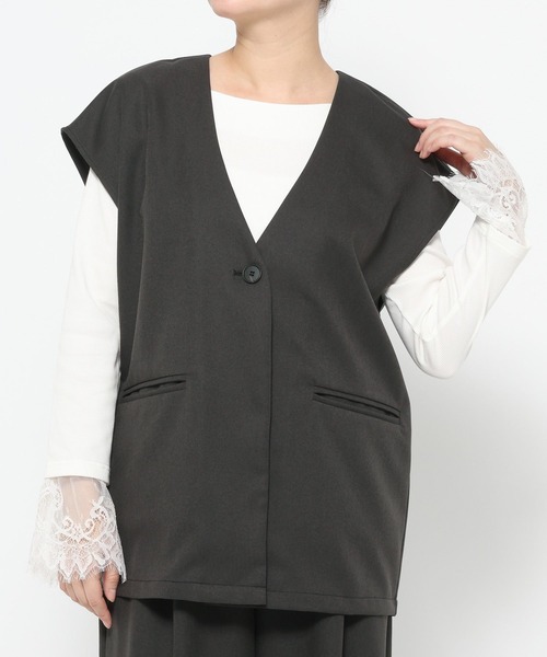 LAKOLE（ラコレ）の「【セレモニー／卒入式にも】＜多機能素材＞パウダリーツイルジレ / 638612（ベスト・レディース・ネイビー系8/チャコールグレー/グレー・FREE）」の22枚目の写真