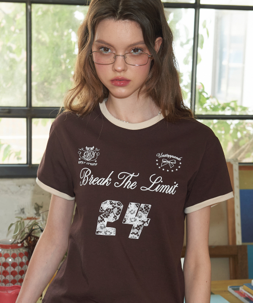 セール】ダリミット クロップリンガー半袖Tシャツ ブラウン（Tシャツ