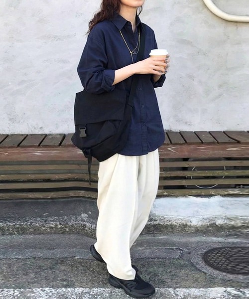 antiqua(アンティカ)の「綿100 コットンシャツ(シャツ/ブラウス・レディース・ブラック/ネイビー/ブルー・ONESIZE)」の12枚目の写真