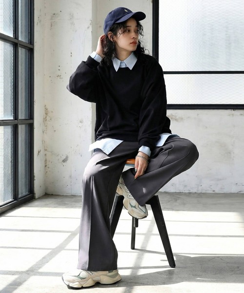 antiqua(アンティカ)の「綿100 コットンシャツ(シャツ/ブラウス・レディース・ブラック/ネイビー/ブルー・ONESIZE)」の8枚目の写真