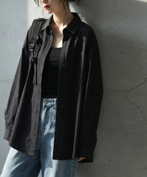 antiqua(アンティカ)の「綿100 コットンシャツ(シャツ/ブラウス・レディース・ブラック/ネイビー/ブルー・ONESIZE)」の9枚目の写真