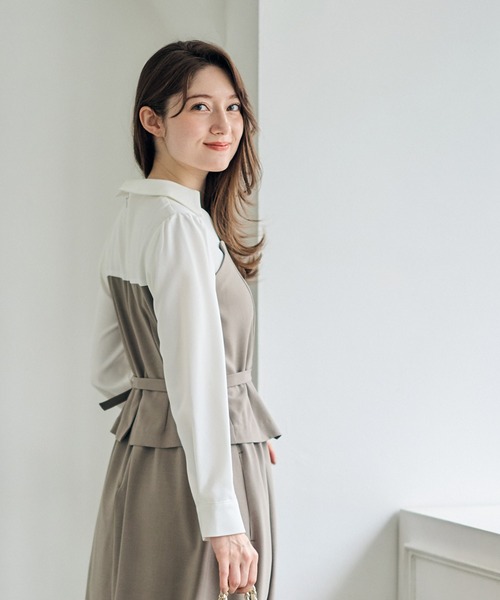 12Twelve Agenda(トゥエルブ アジェンダ)の「ビスチェドッキング風ワンピース(ワンピース・レディース・ベージュ/チャコールグレー・M)」の20枚目の写真