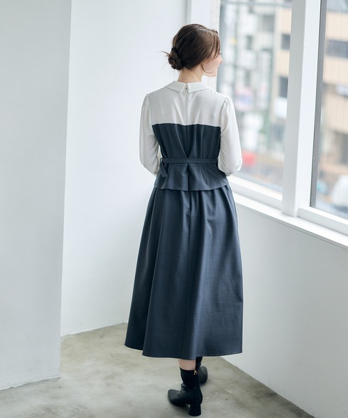 12Twelve Agenda(トゥエルブ アジェンダ)の「ビスチェドッキング風ワンピース(ワンピース・レディース・ベージュ/チャコールグレー・M)」の8枚目の写真
