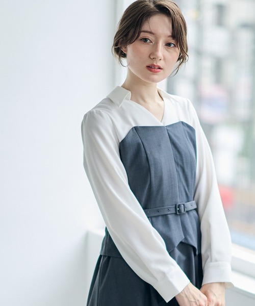 12Twelve Agenda(トゥエルブ アジェンダ)の「ビスチェドッキング風ワンピース(ワンピース・レディース・ベージュ/チャコールグレー・M)」の10枚目の写真