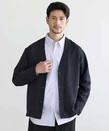 SPU（スプ）の「【防シワ、抗ピリング、接触冷感、ストレッチ、ウォッシャブル】高機能フクレ二重織Vネックボタンカーディガン（カーディガン/ボレロ）」