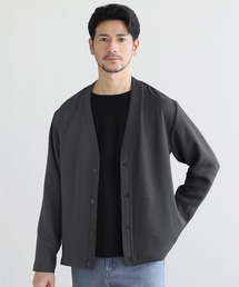 SPU（スプ）の「【防シワ、抗ピリング、接触冷感、ストレッチ、ウォッシャブル】高機能フクレ二重織Vネックボタンカーディガン（カーディガン/ボレロ）」