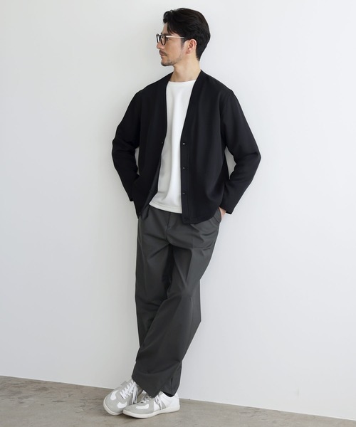 SPU（スプ）の「【防シワ、抗ピリング、接触冷感、ストレッチ、ウォッシャブル】高機能フクレ二重織Vネックボタンカーディガン（カーディガン/ボレロ・メンズ・チャコール/ブラック/ネイビー・M/S/XL/L）」の9枚目の写真