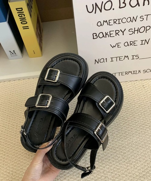 Teem Store(チームストア)の「厚底ダブルバックルサンダル 身長盛れ(サンダル・レディース・アイボリー/ブラック・L/M)」の20枚目の写真