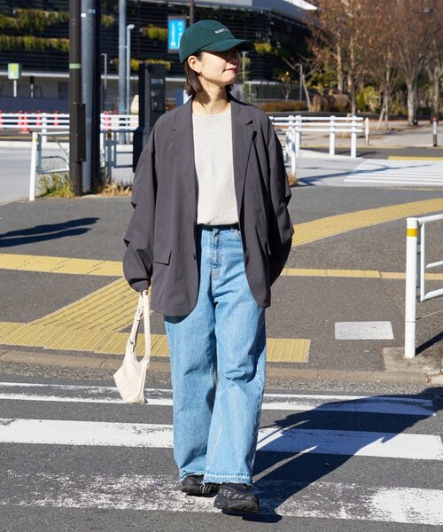 CIAOPANIC TYPY（チャオパニックティピー）の「【molmol】撥水/洗濯可/男女兼用/ドライバーズワイドジャケット/ミノテックリップ（テーラードジャケット・レディース・チャコールグレー/オリーブ・MEDIUM/LARGE）」の8枚目の写真