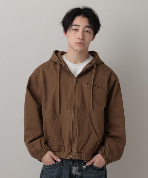 RAGEBLUE（レイジブルー）の「Short Worker Hoodie Jacket/ショートワークフードブルゾン【セットアップ対応】（ブルゾン・メンズ・オフホワイト/キャメル・LARGE/MEDIUM）」の2枚目の写真