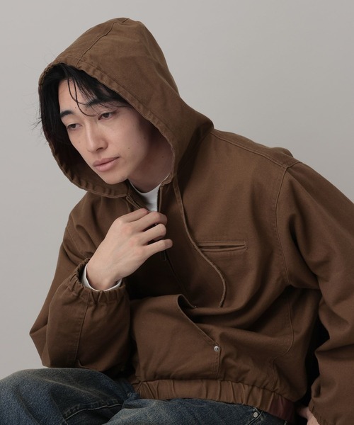 RAGEBLUE（レイジブルー）の「Short Worker Hoodie Jacket/ショートワークフードブルゾン【セットアップ対応】（ブルゾン・メンズ・オフホワイト/キャメル・LARGE/MEDIUM）」の9枚目の写真