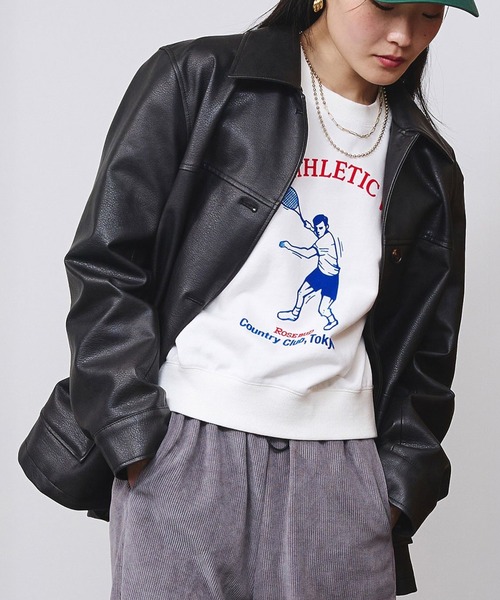 ROSE BUD(ローズバッド)の「FAUX LEATHER JACKET(ブルゾン・レディース・ブラック/ブラウン・ONE SIZE)」の1枚目の写真