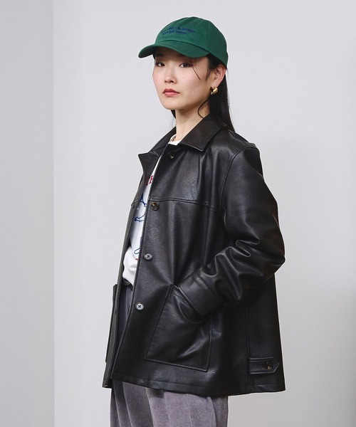 ROSE BUD(ローズバッド)の「FAUX LEATHER JACKET(ブルゾン・レディース・ブラック/ブラウン・ONE SIZE)」の4枚目の写真