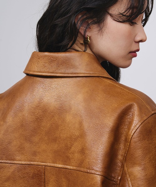 ROSE BUD(ローズバッド)の「FAUX LEATHER JACKET(ブルゾン・レディース・ブラック/ブラウン・ONE SIZE)」の12枚目の写真
